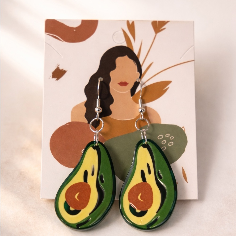 Avocado Earrings Funky Dangle Drop Earrings Cute Foodie Jewelry